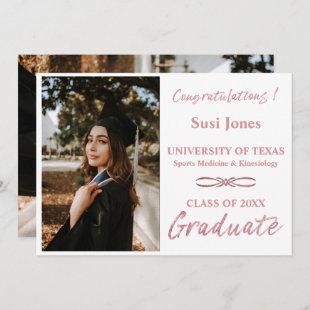 Modern Girly Sparkling Gold Rose Graduate Photo Announcement