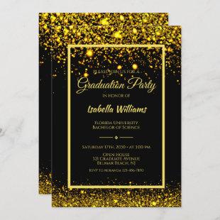 Modern Glam Gold Glitter Graduation Party Invitation