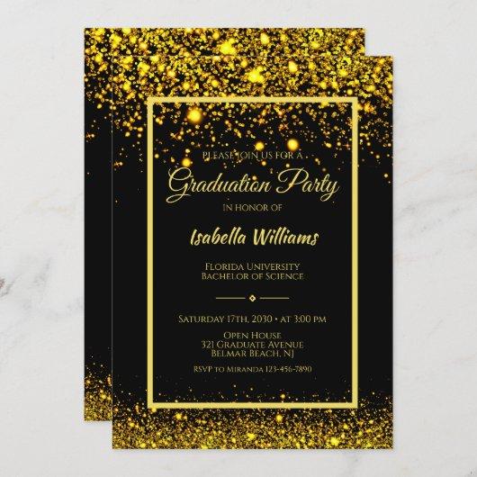 Modern Glam Gold Glitter Graduation Party Invitation