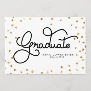 Modern Glitter Confetti Graduate Typography Script Invitation