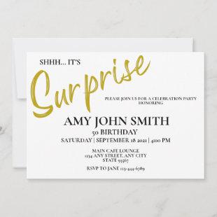 Modern Gold 50 Birthday Surprise Party Invitation