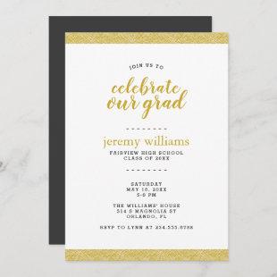 Modern Gold and Gray Graduation Party Invitation