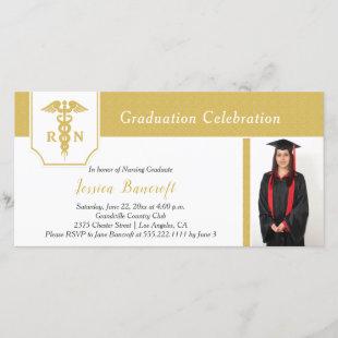 Modern Gold and White Photo Nursing Graduation Announcement