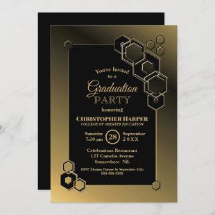 Modern Gold Border Graduation Party Invitation