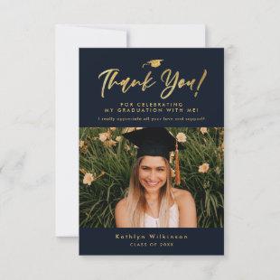 Modern Gold Calligraphy Simple GRAD Thank You Card