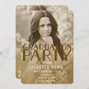 Modern Gold Chic Graduation Party Graduate Photo Invitation