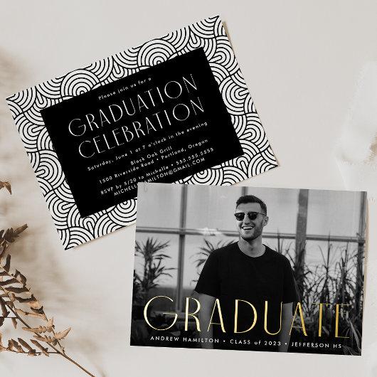Modern Gold Foil Photo Graduation Party Foil Invitation