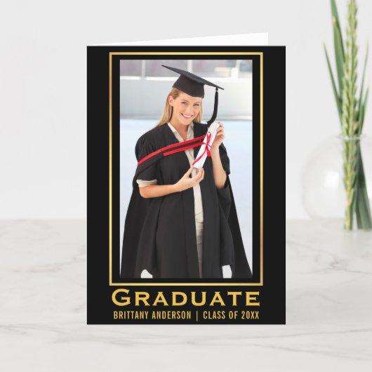 Modern Gold Graduation Photo Announcement Fold