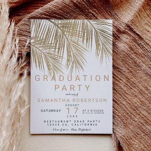 Modern gold palm tree elegant graduation party invitation