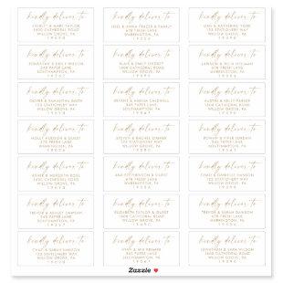 Modern Gold Script Wedding Guest Address Labels