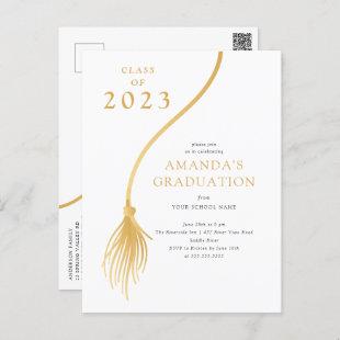 Modern Gold Tassel Graduation Party Postcard