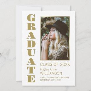 Modern Gold Text Custom Photo Graduation Announcement
