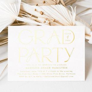 Modern Gold Typography Graduation Party Foil Invitation