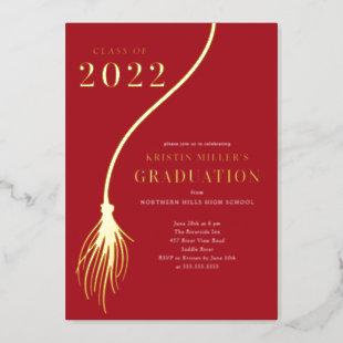 Modern Golden Tassel Graduation  Foil Invitation