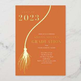 Modern Golden Tassel Graduation  Foil Invitation