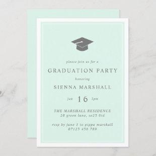 Modern Grad Cap and frame Mint Graduation Invitation