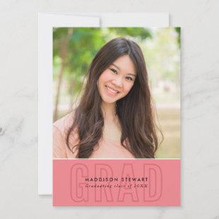 MODERN GRAD chic photo outline overlay coral pink Invitation