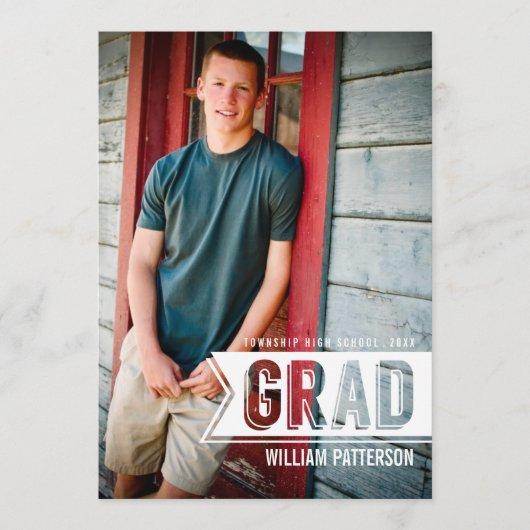 Modern Grad Guy Photo Graduation Party Invitation