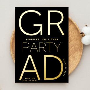 MODERN GRAD PARTY | Class of 2024 Gold Pressed Foil Invitation