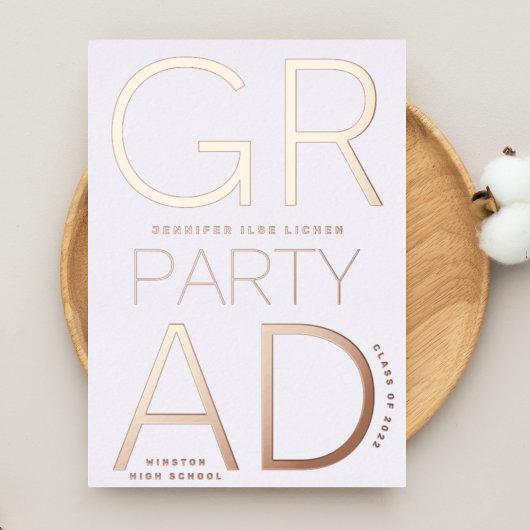 MODERN GRAD PARTY Class of 2024 ROSE Gold Pressed Foil Invitation