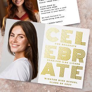 MODERN GRAD PARTY | Class of 2024 two photo gold Foil Invitation