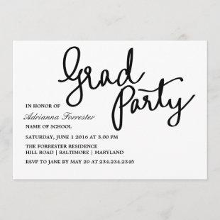 Modern Grad Party Typography Stripes Pattern Invitation