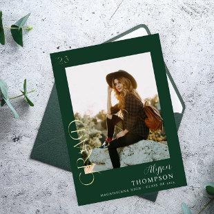 Modern GRAD Photo Graduation - Green Foil Foil Invitation