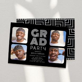 Modern Graduate 4x photo collage GRAD Party Invitation