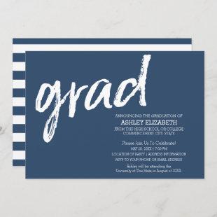 Modern Graduate Custom Trendy Navy Grad Invitation