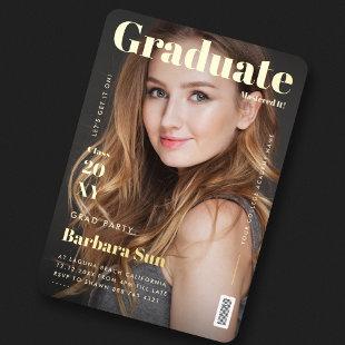 Modern Graduate Magazine Cover Graduation Gold Foil Invitation