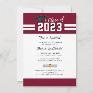 Modern Graduate Party Burgundy Graduation 2024 Invitation