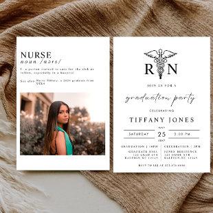 Modern Graduate Photo RN Nurse Graduation Party  Invitation