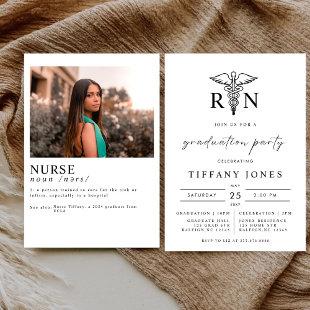 Modern Graduate Photo RN Nurse Graduation Party  Invitation