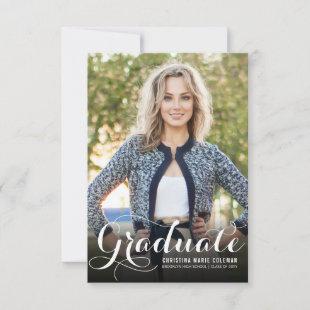 Modern Graduate Stylish Script Photo Graduation Announcement