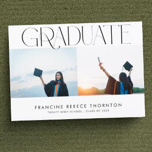 Modern Graduate Text High School Photo Graduation Announcement