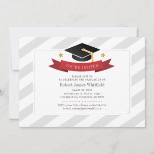 Modern Graduation 2022 Gray White Typography Invitation