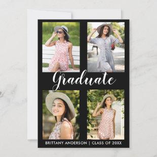 Modern Graduation 4 Photo Announcement Card