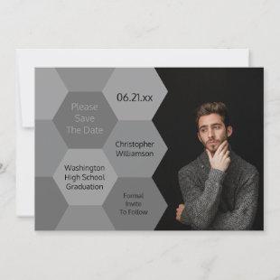 Modern Graduation Abstract Gray Save The Date Invitation