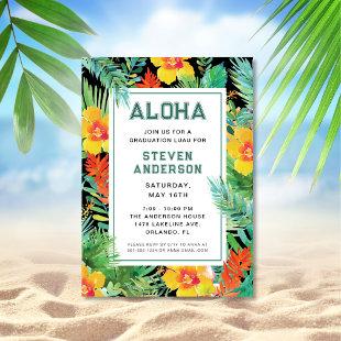 Modern Graduation Aloha Tropical Luau  Invitation
