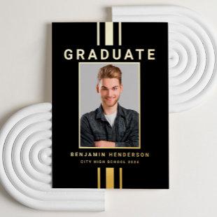 Modern Graduation Black Gold Foil Announcement
