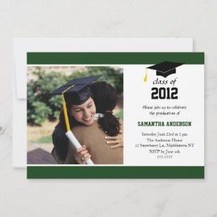 Modern Graduation Invitation - Hunter Green