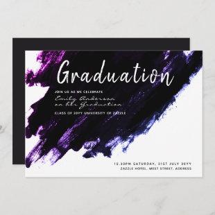 Modern Graduation Invites - Paint black purple