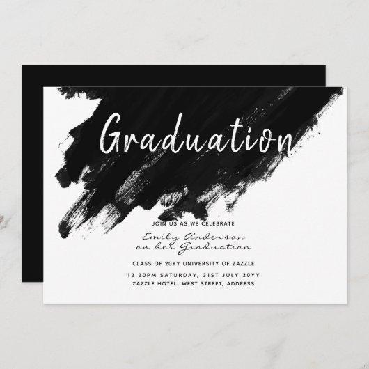 Modern Graduation Invites - Paint black white