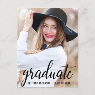 Modern Graduation Photo Announcement - Blank Back Postcard