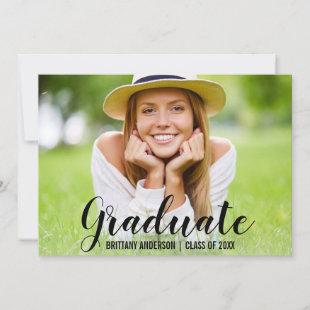 Modern Graduation Photo Script Card Blk