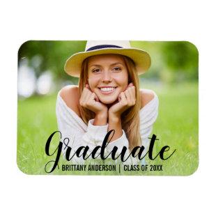 Modern Graduation Photo Script Magnet Blk