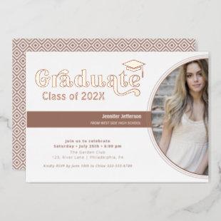 Modern Graduation Rose Gold Photo Foil Invitation