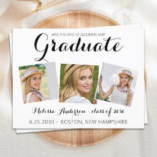 Modern Graduation Save The Date Graduate 3 Photo Announcement