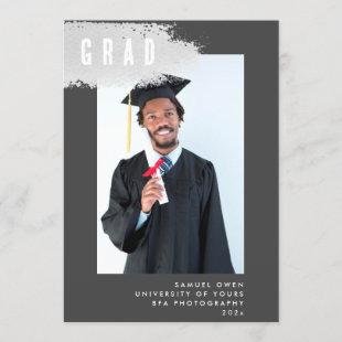 Modern GRAY GREY SPLASH Graduation Photo GRAD Announcement