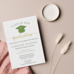 Modern Green and Gold Graduation Party Invitation